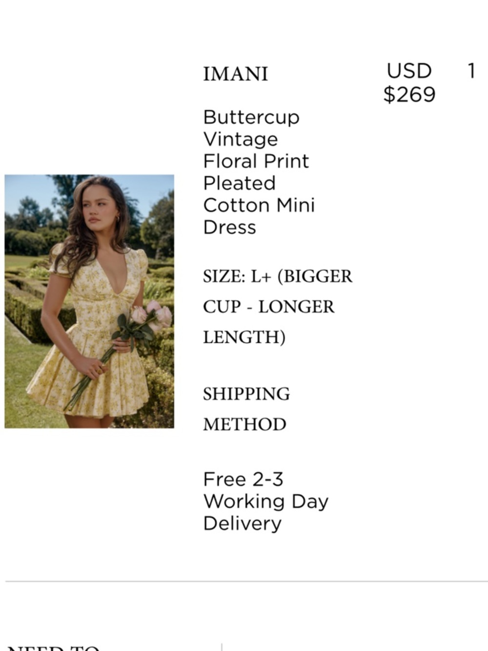 House of CB Buttercup Yellow Floral Pleated Cotton Mini Dress